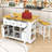 Kitchen Island Set with 2 Bar Stools, Integrated Power Outlets and Expandable Storage-554535753