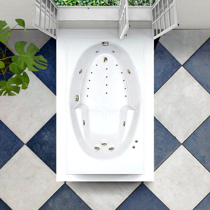 60" L X 42" W Drop In Combination Acrylic Bathtub with Reversible Drain in White