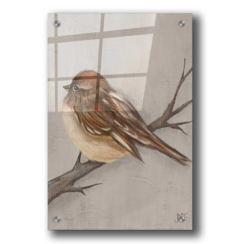 «Winter Bird III» par Jade Reynolds, art mural en verre acrylique, H 36 po x l 24 po x P 0,2 po