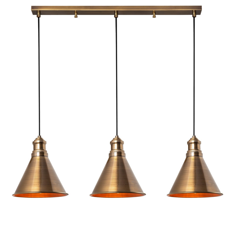 Luminaire suspendu pour îlot de cuisine 3 lumières Croyd