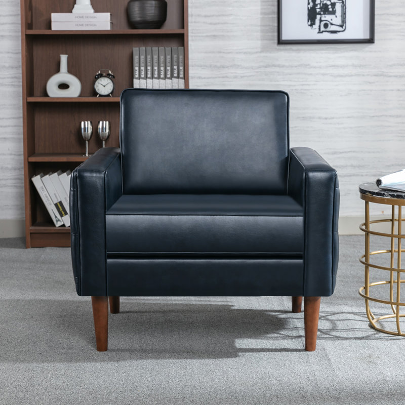 Fauteuil 34,25 po en similicuir capitonné, Bleu