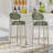 upholstered bar stools: set of 2 faux leather counter chairs with golden legs for modern kitchen dining-1659006986