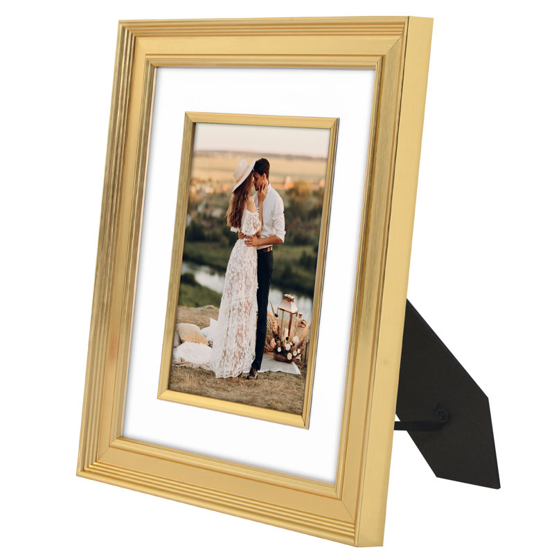 Picture Frame With Decorative Inner Mat Accent - Shatter Resistant Glass And Easel Stand, 8" W x 10" H