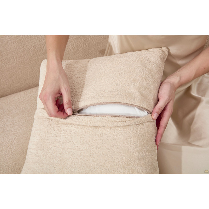 Canapé modulaire en L à compression Boneless avec méridienne incurvée, Chenille beige