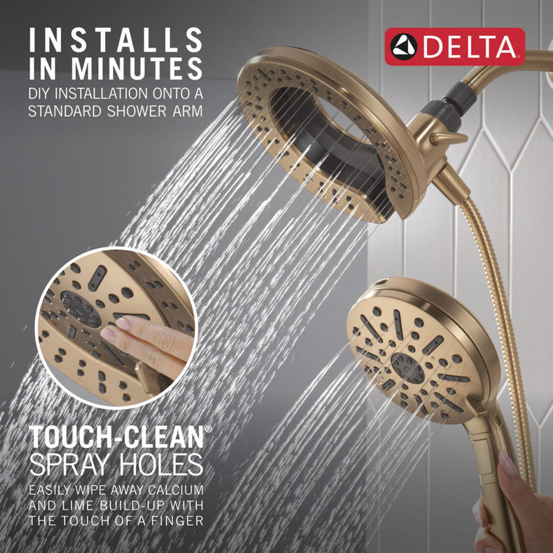 6-Setting In2ition 2-in-1 Dual Shower Head with ProClean Spray, Champagne Bronze