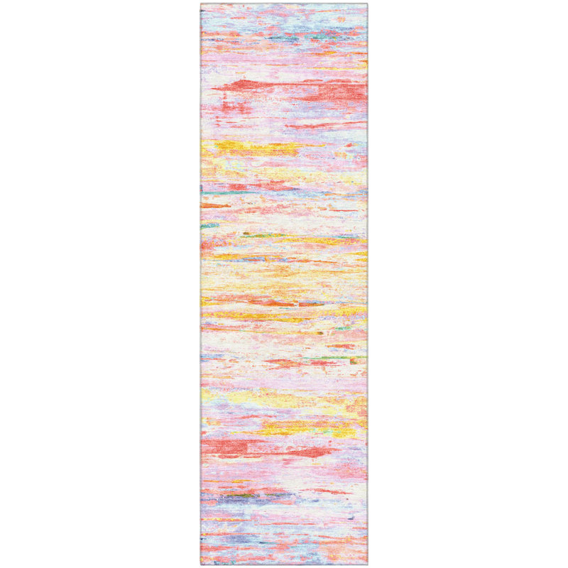 Premium Machine Washable Pirtle Abstract Rug, Runner 2'3" x 7'6"