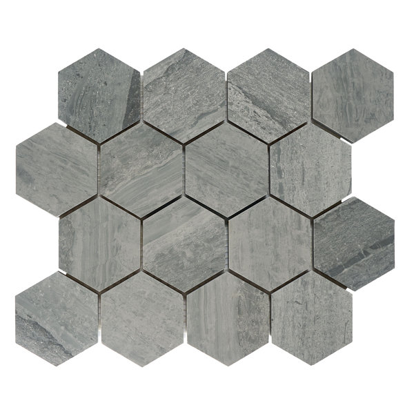 Driftwood Blue 3 Inch Hexagon Honed