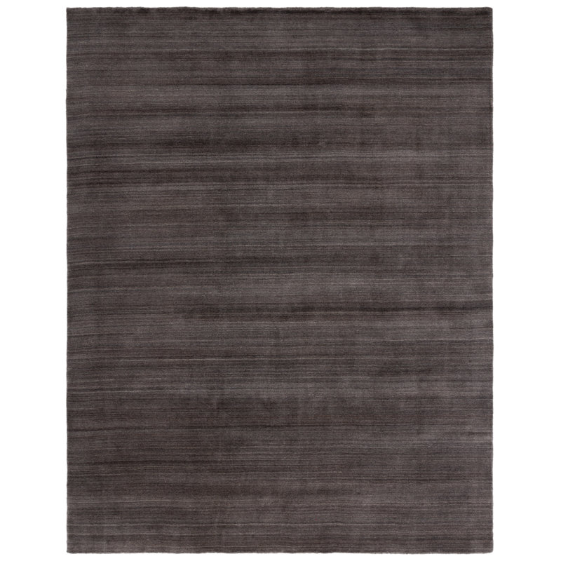 Thendara Hand Loomed Wool/Cotton Solid Color Rug in Charcoal, Rectangle 10' x 14'