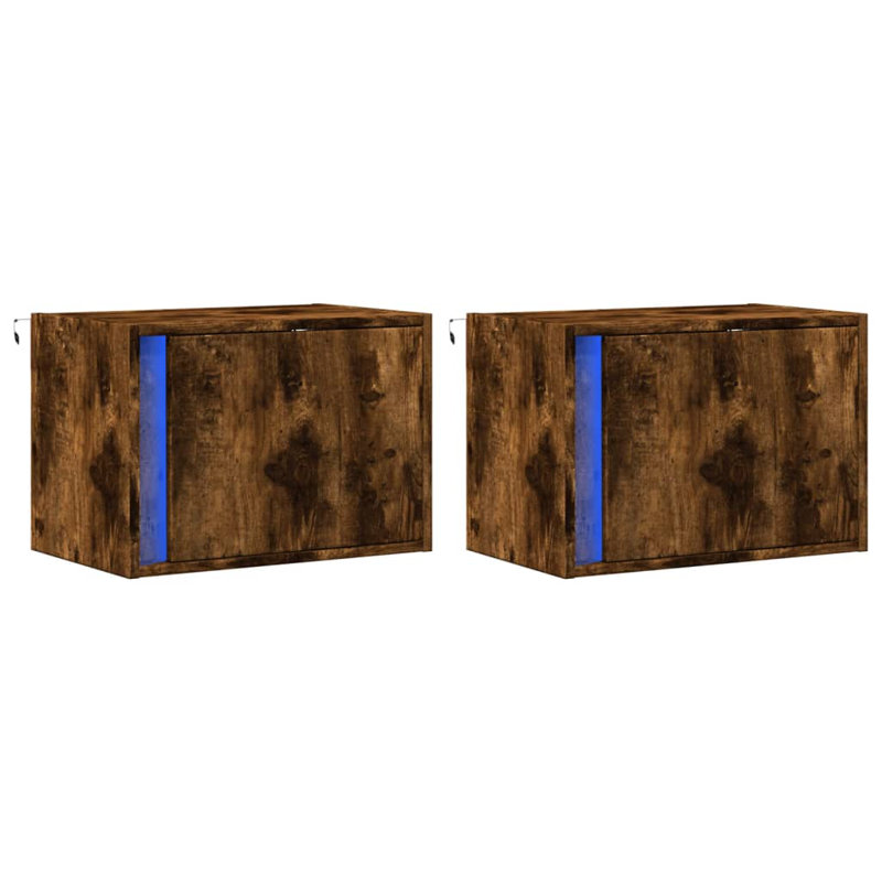 Dawane 50cm W Manufactured Wood Bedside Table, Smoked Oak