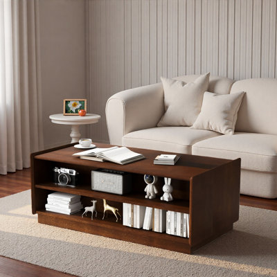 Modern Rectangle Coffee Table With 4 Drawers And 2 Display Shelves