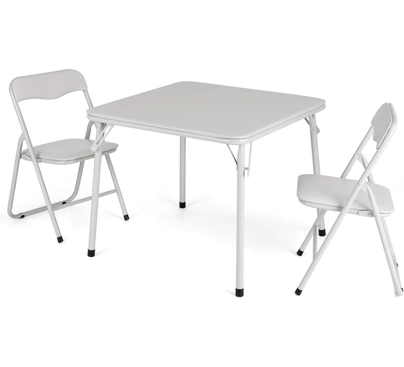 Ensemble de table et chaises pliantes pour enfants 3/5 pièces, table à cartes rembourrée pour manger, lire, jouer, Beige