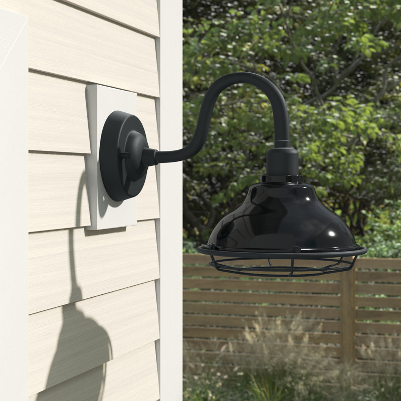 Luminaire de grange d'extérieur Leonardo, Noir lustré / argenté, Noir, H 14,13 po x l 12 po x P 19,25 po