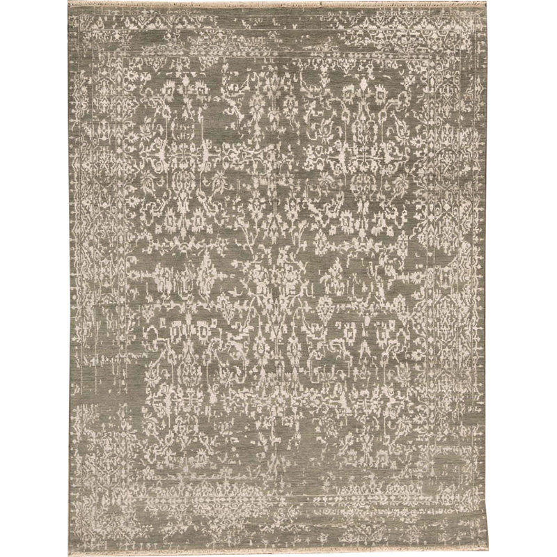 Hand-Knotted High-Quality Light Gray and Silver Area Rug