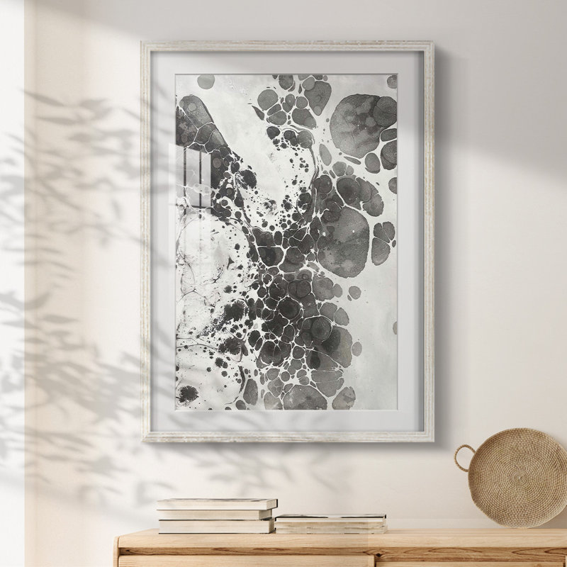 Marbling III -Framed Print, 25.5" H x 17.5" W, White