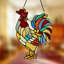 Panneau de vitrail en verre coloré 15,25 "H Rusty the Rooster