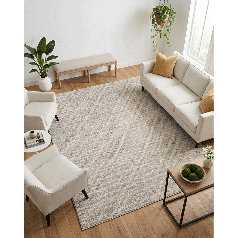 Marut Hand Tufted Area Rug in Beige, Rectangle 5' x 8'