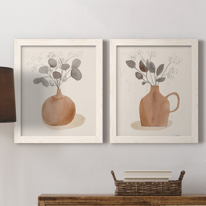 La Planta I - ensemble de 2 reproductions d'art sur toiles, Toile blanche encadrée, H 20 po x l 17 po x P 1 po