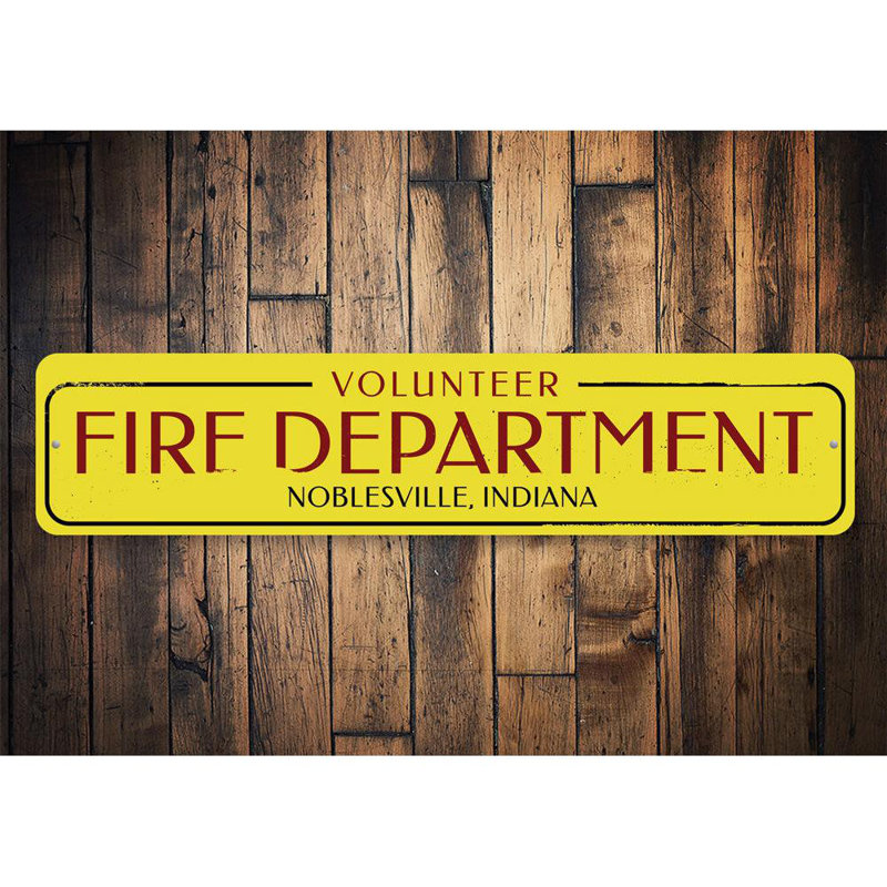 Enseigne en aluminium Volunteer Fire Service, H 4 po x l 18 po x P 0,04 po