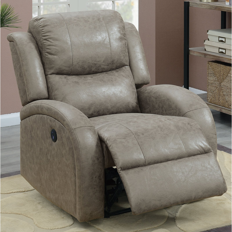 Magellan Faux Leather Power Recliner, Stone Faux Leather