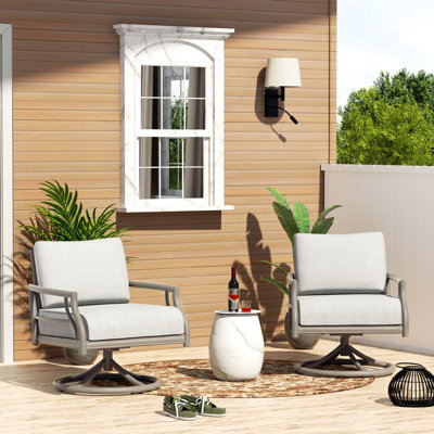 Lamando Aluminum Patio Swivel Club Chairs Lounge Chairs With Olefin Cushions