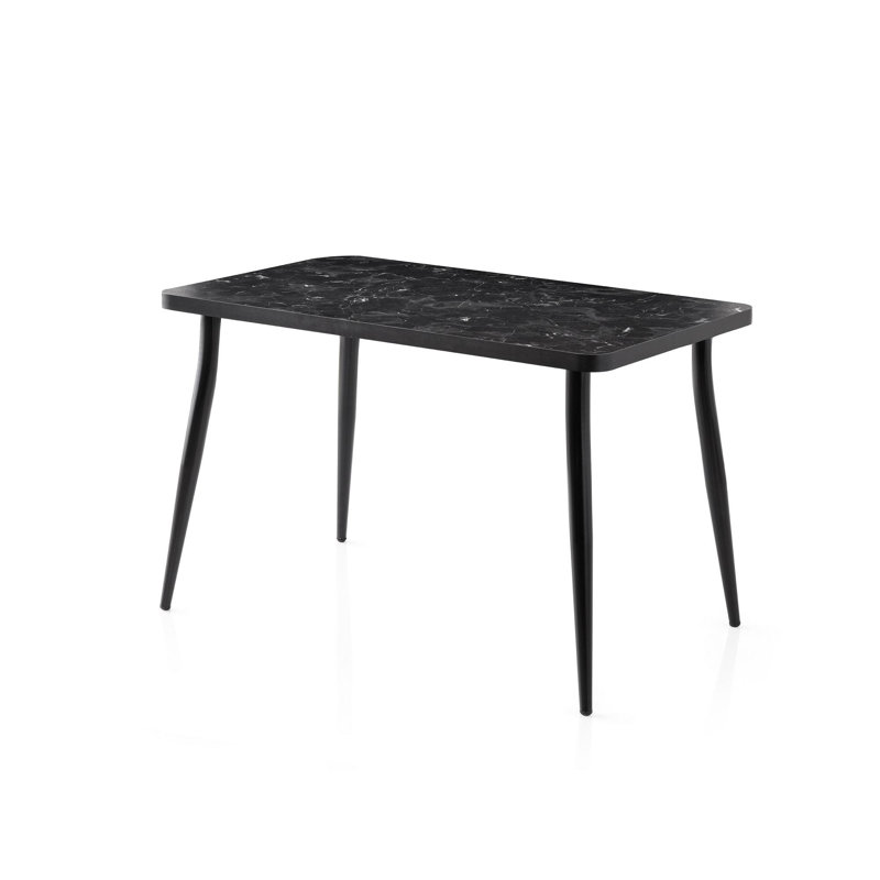 Ferro Beech Dining Table, Black Marble