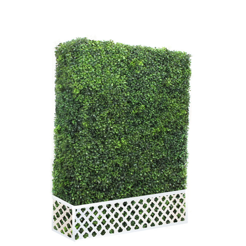 Faux Boxwood Hedge in Wood Planter, 72" H x 40" W x 12" D