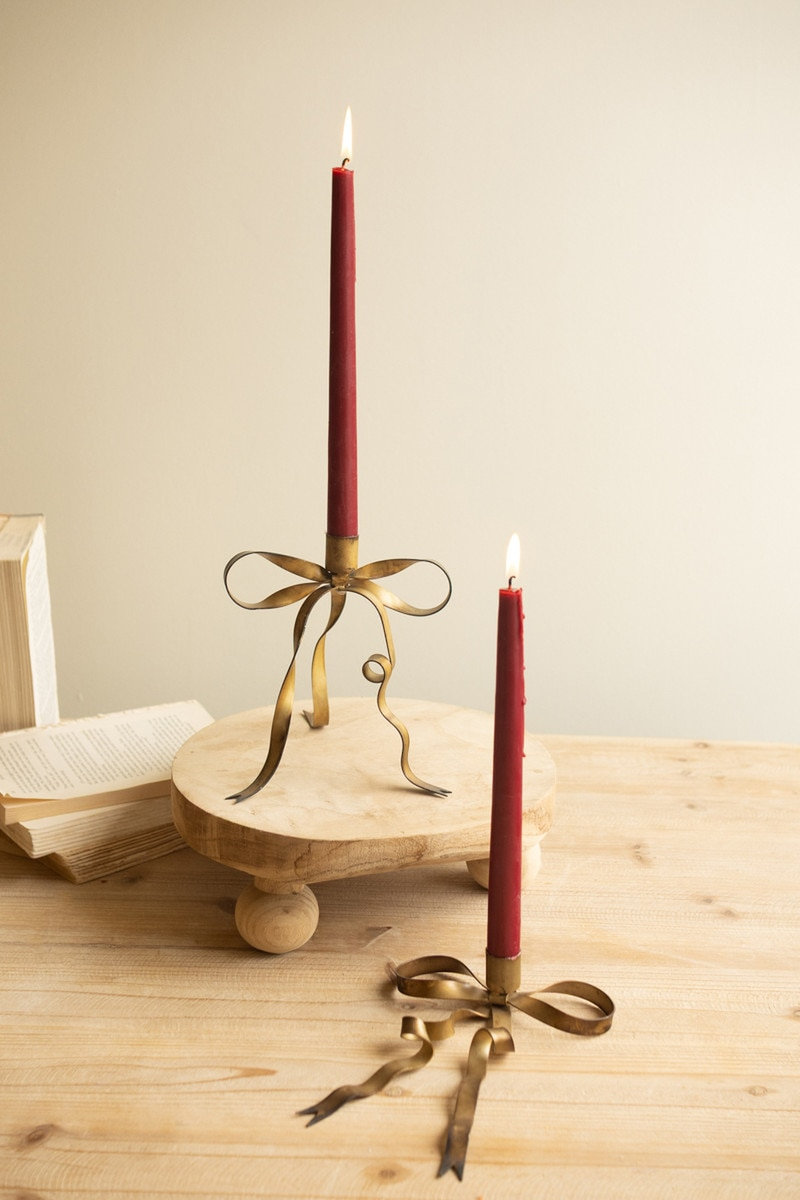 Brass Bow Taper Candlestick Holder, 2