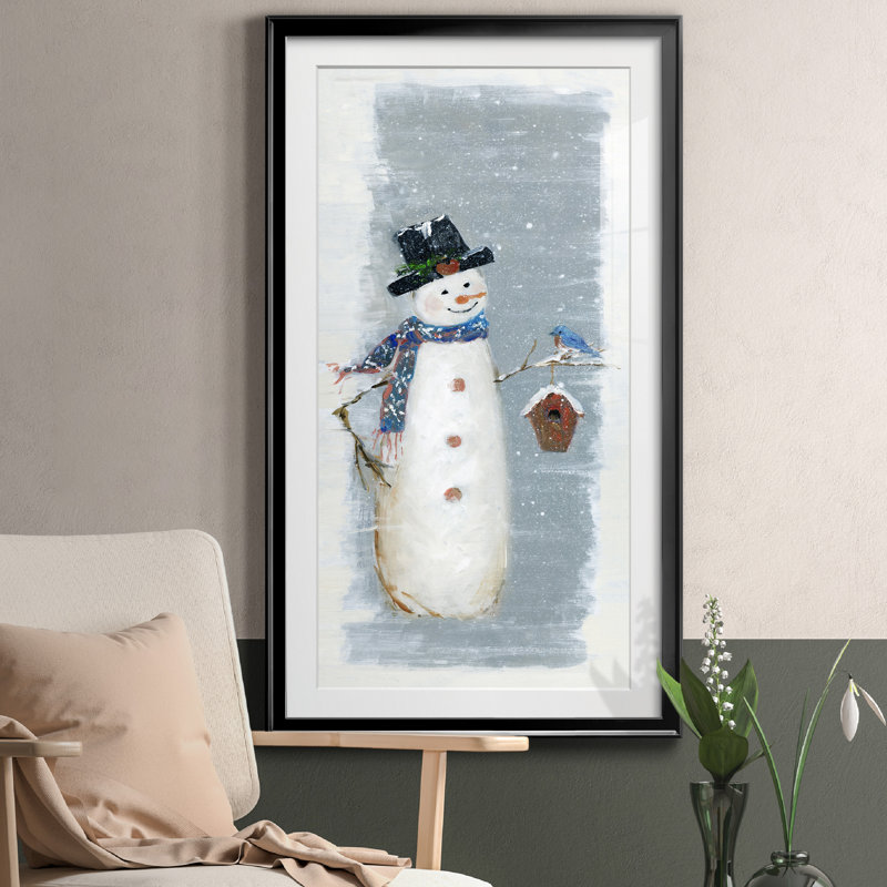 «Primitive Snowman I», reproduction d'art graphique sur papier encadrée, H 14,5 po x l 26,5 po x P 1,5 po, Cadre noir