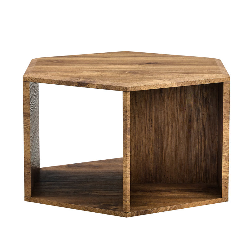 Table basse avec une forme hexagonale et des autocollants à motif distinctif - Un grand espace de rangement grâce à l'esthétique multi-design pour rehausser le décor moderne de la maison avec un rangement supplémentaire et une surface lisse