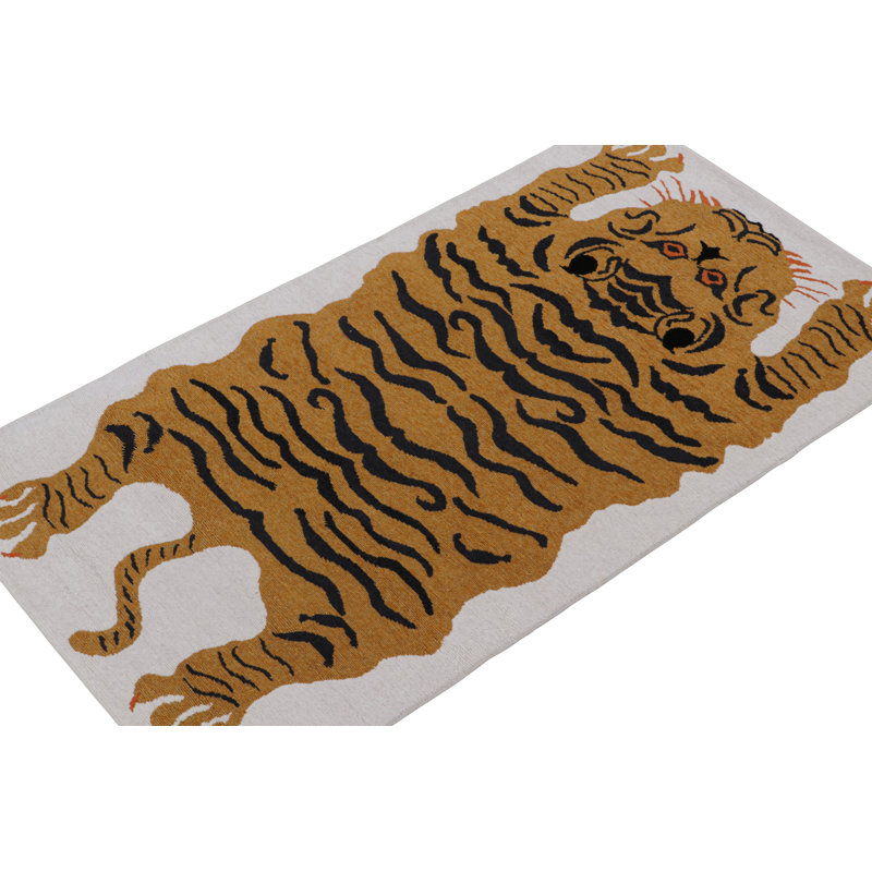 Tapis rectangulaire en laine de conception unique 3 pi x 5 pi 3 po