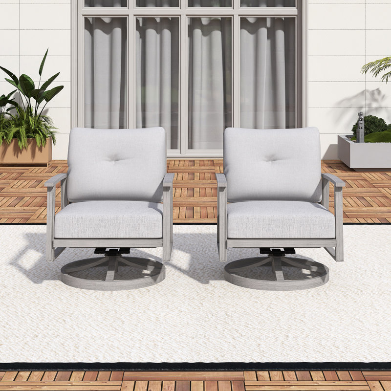 Chaises de patio pivotantes en aluminium 2 pièces, Gris clair