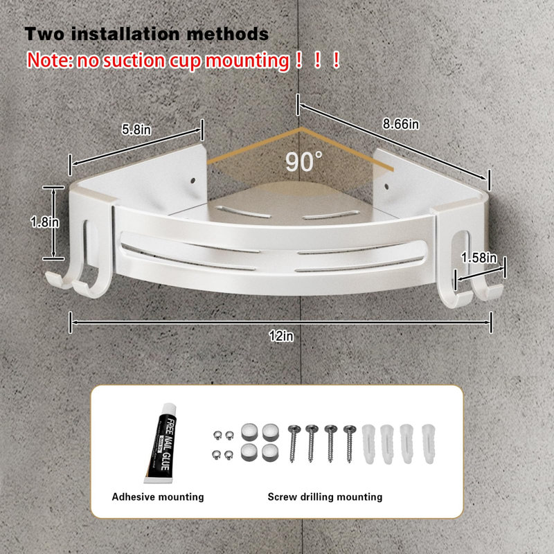 Ensemble de 3 paniers de douche triangulaires, Argent