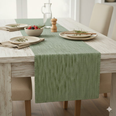 Chemin de table en coton avec bords cousus décoratifs, écharpe de commode, couvercle supérieur de meuble