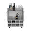 Chariot-bar avec support intégré pour 8 bouteilles, armoire à double porte vitrée et surface supérieure bordée d'aluminium