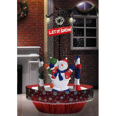 Décoration de lampadaire de Noël 5,5 pi avec lumières «Let It Snow» musicales et lumineuses