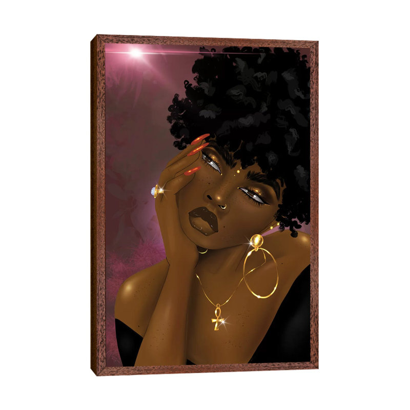 Lanisha - Print on Canvas, 66.04 cm H x 45.72 cm W, Classic Brown Wood Framed