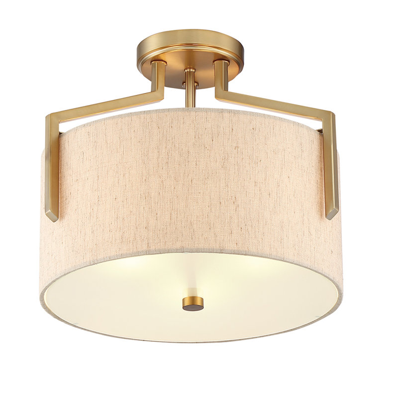 Torron Fabric Semi Flush Mount, Polished Nickel
