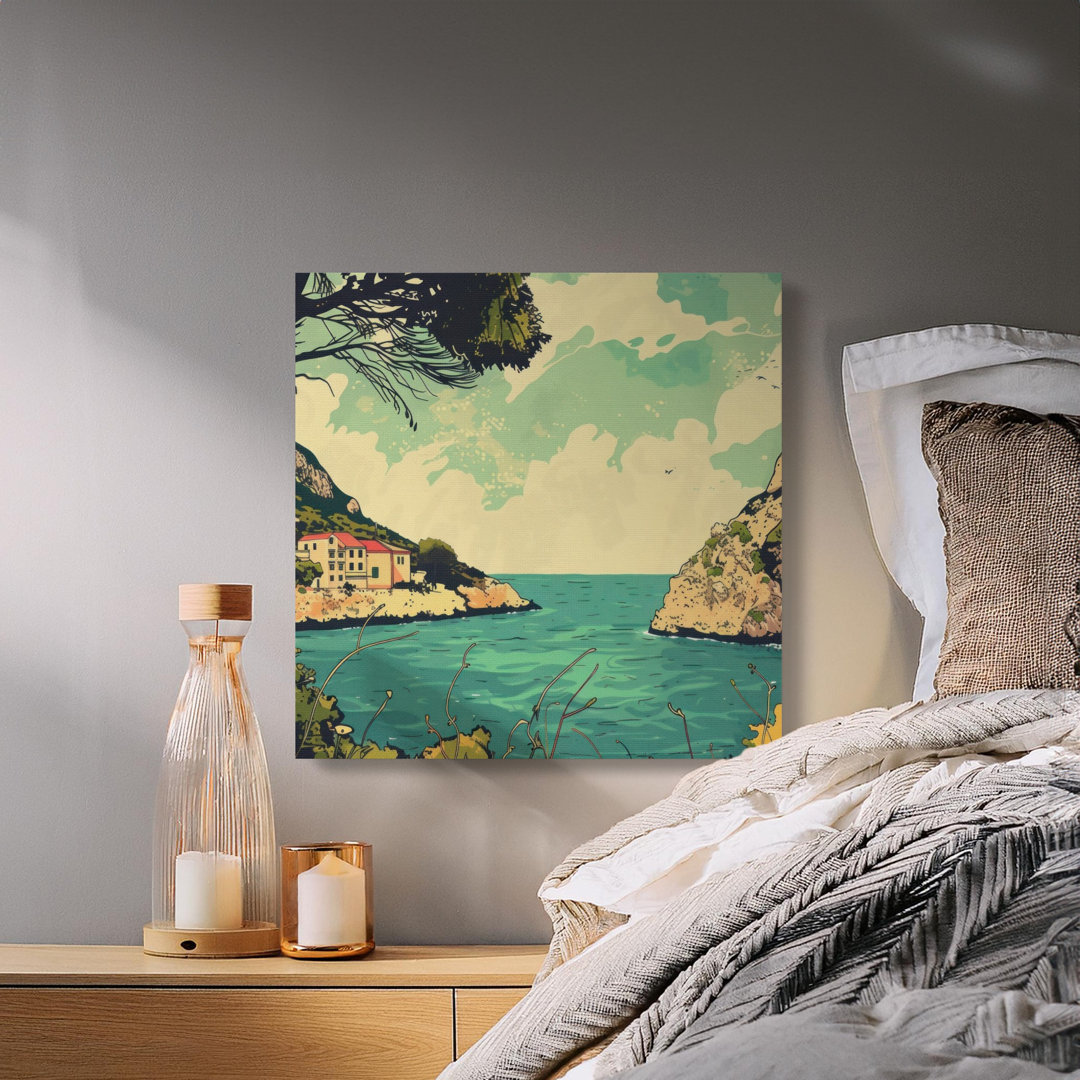 Coastal Village Canvas Wall Art, Gallery Wrapped, Ready to Hang, Beach House Decor, Archival Print, Modern Home Decor, Statement Piece
