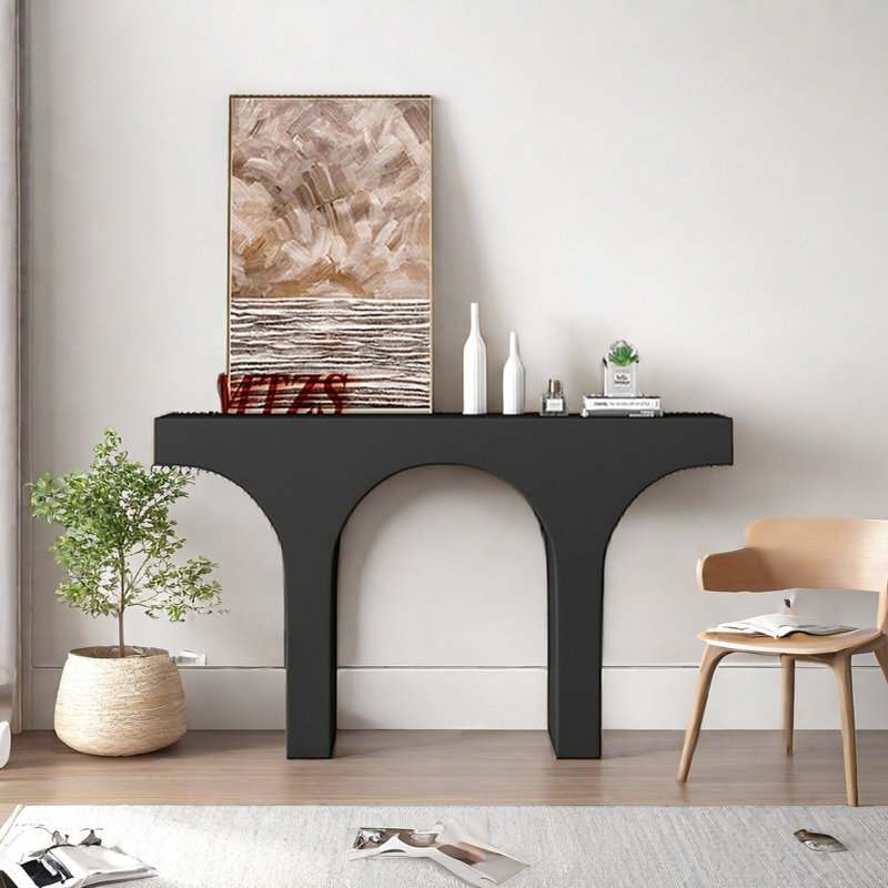 Modern Minimalist Console Table, 33.46" H x 55.12" W x 13.78" D, Black