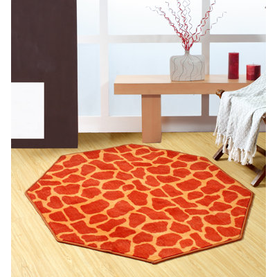 Tapis orange à imprimé animal