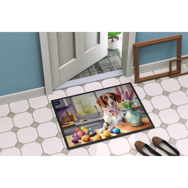 Decorating Easter Brittany Spaniel Doormat, 18" W x 27" L