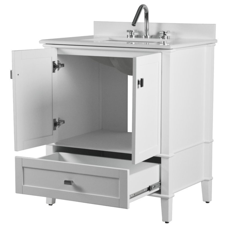 31” Single Vanity with Quartz Top, White