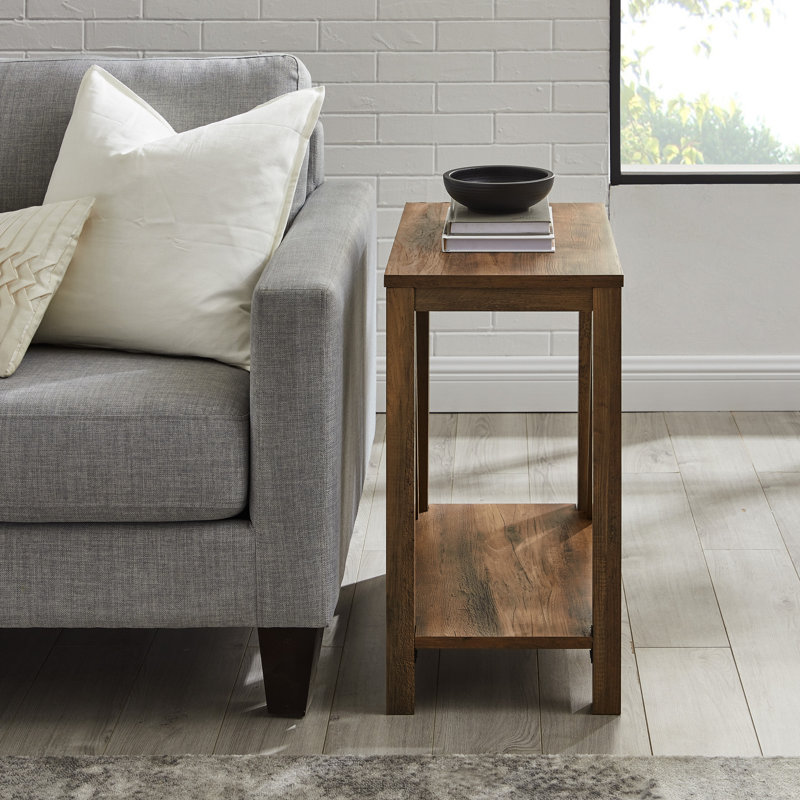 Emmie A-Frame End Table with Lower Shelf, Rustic Oak Top/Rustic Oak Base