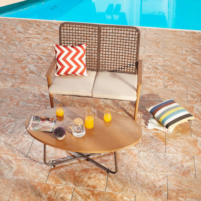 Harva Patio Loveseat and Coffee Table Conversation Set with Cushions