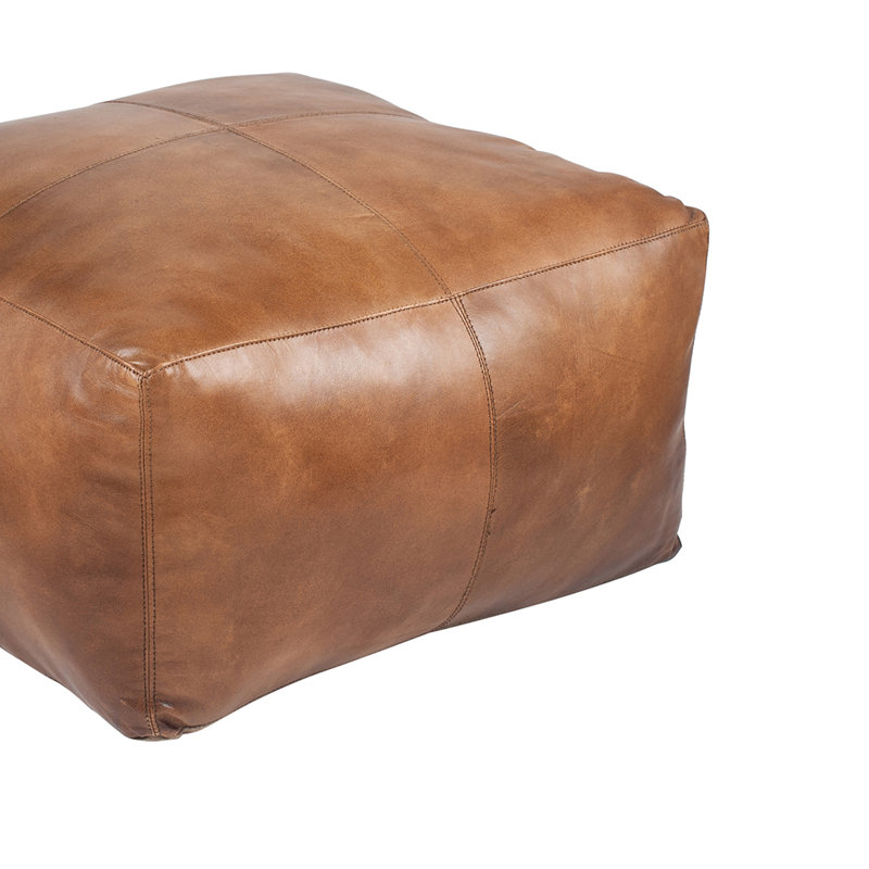 Chunn 60cm Wide Square Solid Colour Pouffe Ottoman, Natural Tan