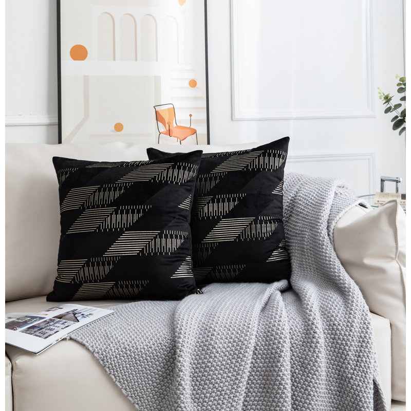 Ensemble de 2 coussins carrés à motif de diamants, Noir