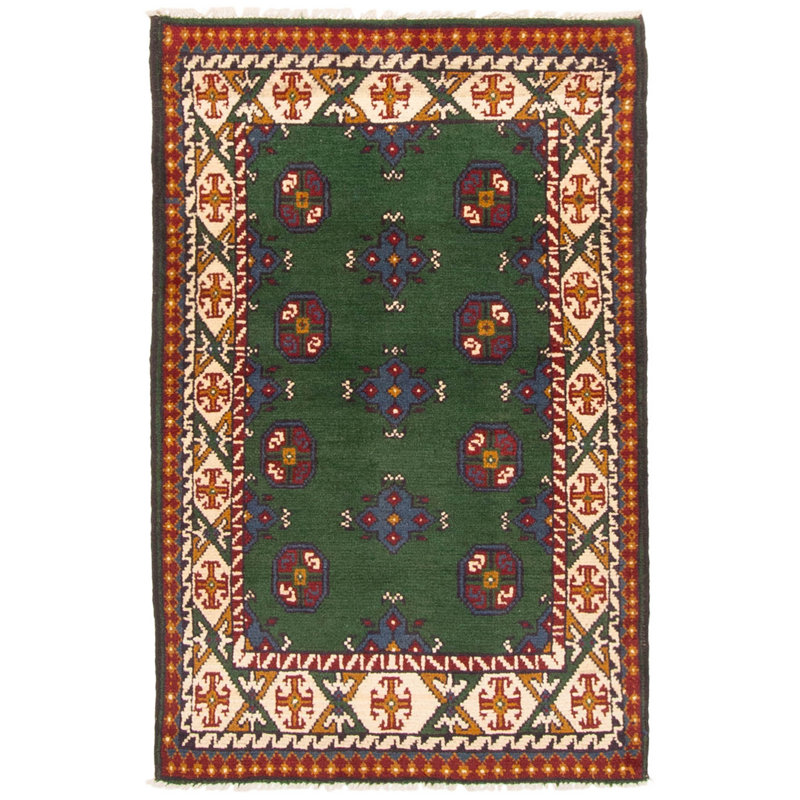Tapis vert Ouzbék Kargahi 2 pi 8 po x 4 pi 1 po