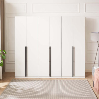 Lee Modern Freestanding Module Wardrobe Closet with Hanging Rods, Drawers, Shoe Storage and Shelves in White