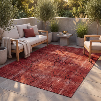 Midnightsun Modern Distressed Watercolor Abstract Red Black Gray White Non-Slip Low Pile Indoor Outdoor Pet Friendly Living Room Bedroom Dining Room Entryway Hallway Office Kitchen High Traffic Easy Clean Printed Soft  Edge Washable Rug