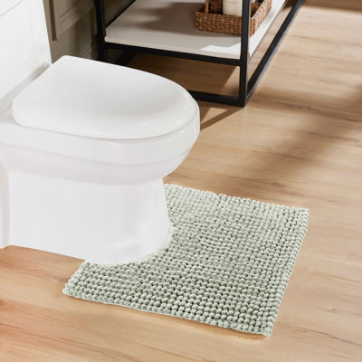 Better Trends Indulgence 100% Cotton Contour Bath Mat, Soft Plush U-Shaped Toilet Rug with Non-Slip Backing, Absorbent Bathroom Floor Mat for Toilet Base, 20" x 20", Dark Sage